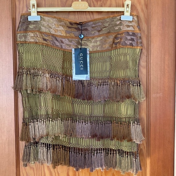 Gucci Dresses & Skirts - 𝅺TAGS Attached Gucci Runway Ombré Tassel Skirt Size 44/8